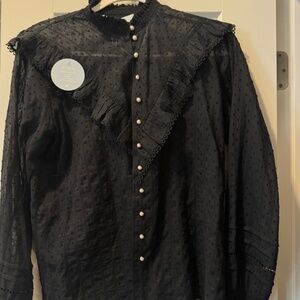 Hill House Home |  Amira Top, Black Swiss Dot - Medium | NWT